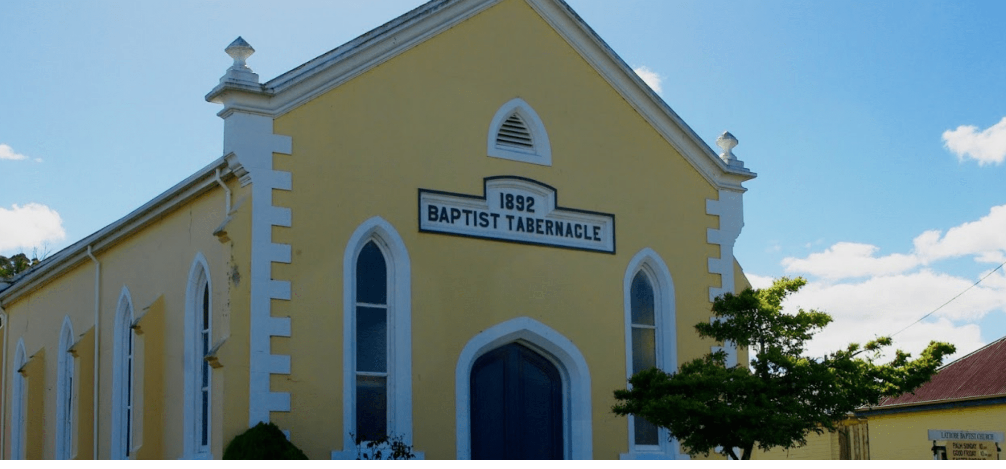 Latrobe Baptist church profile, photo credit Duncan Grant 2018