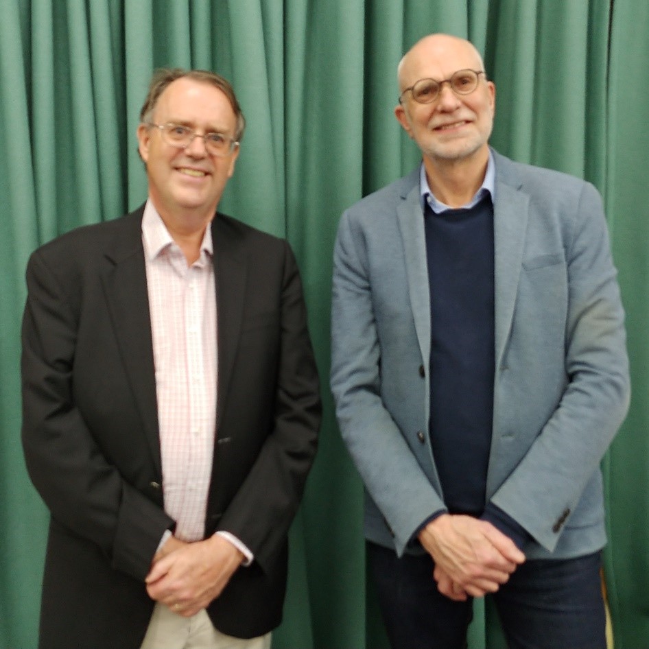 Prof. Patrick Parkinson with Mission Director Stephen Baxter. Annual Assembly 2021